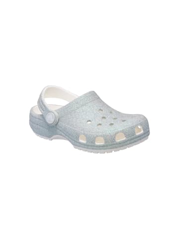 Crocs Kinder-Pantolette zum Hineinschlüpfen „Classic“ mit schillerndem Glitzer Weiß