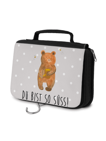 Mr. & Mrs. Panda kosmetiktäschchen Bär Honig mit Spruch in Grau Pastell
