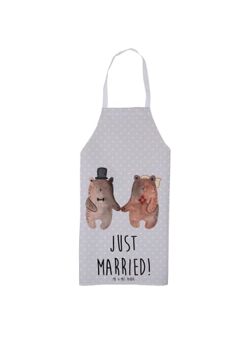 Mr. & Mrs. Panda Schürze Bär Heirat mit Spruch in Grau Pastell