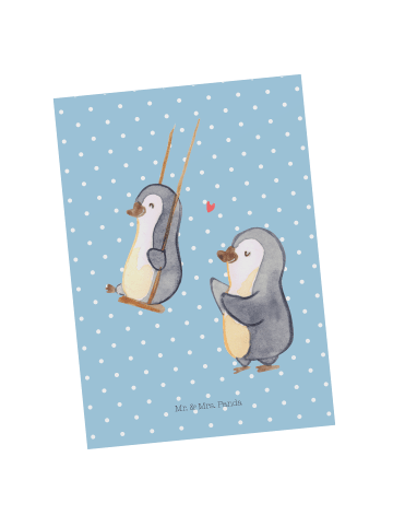 Mr. & Mrs. Panda Grußkarte Pinguin Oma schaukeln ohne Spruch in Blau Pastell
