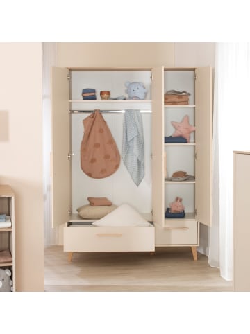 roba Kinderkleiderschrank Jil 3-türig mit 2 Schubladen & Massivholzgriffen