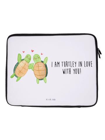 Mr. & Mrs. Panda Notebook Tasche Schildkröten Paar mit Spruch in Weiß