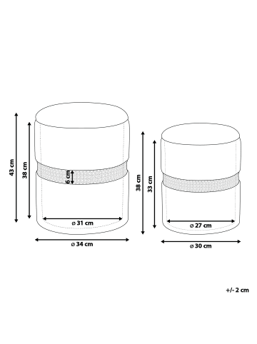 Beliani 2er-Set Pouf MEDFORD in Grau