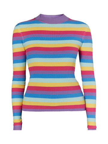 myMo Damen Rippstrickpullover in Violett Mehrfarbig