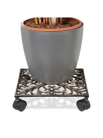 relaxdays 2 x Pflanzenroller in Bronze - (B)27,5 x (T)27,5 cm