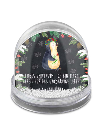 Mr. & Mrs. Panda Schneekugel Weihnachten Pinguin Blumen mit Spruch in Kreidetafel