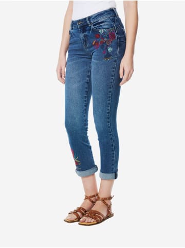 KOROSHI Gemusterte denim-jeans mit bestickung pushup in blau