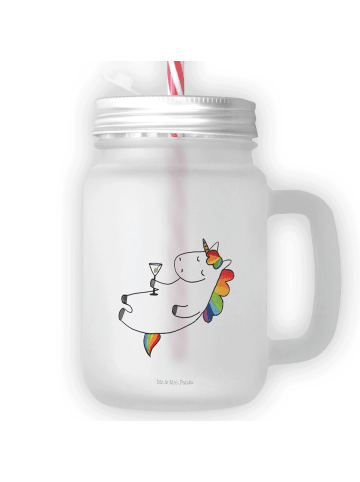 Mr. & Mrs. Panda Trinkglas Mason Jar Einhorn Blümchentail ohne Spruch in Transparent