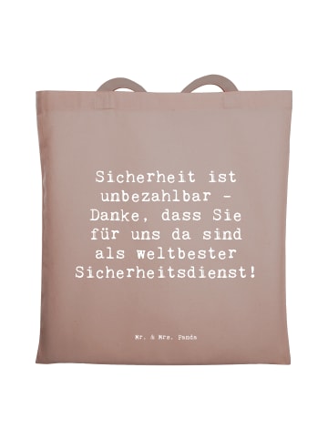 Mr. & Mrs. Panda Shopping Tasche Spruch Weltbester Sicherheitsdi... in Braun Pastell