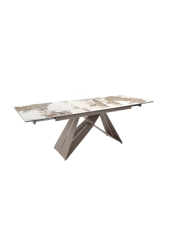 Angel Cerdá Ausziehbarer Esstisch 1114 in Weiß/Taupe Grau – (B)180 x (T)90 x (H)76 cm