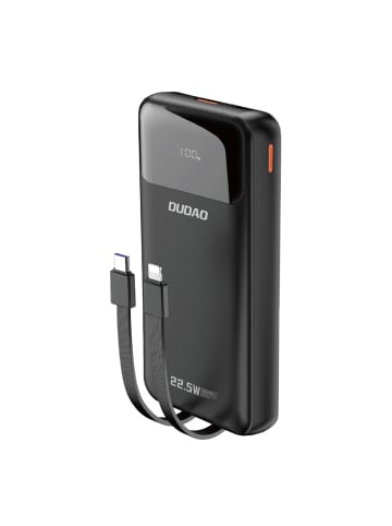 COFI 1453 Powerbank 20000 mAh 22,5 W PD USB-C / USB-A / integrierte USB-C Kabel in Schwarz