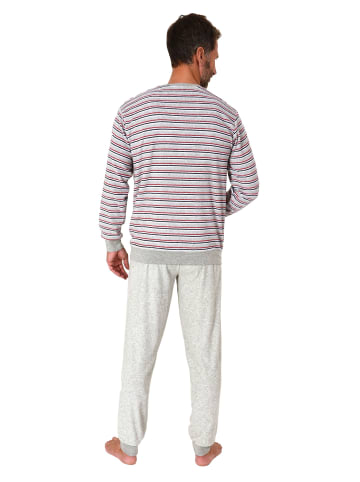 NORMANN langarm Frottee Schlafanzug Pyjama Bündchen - 82251 in grau