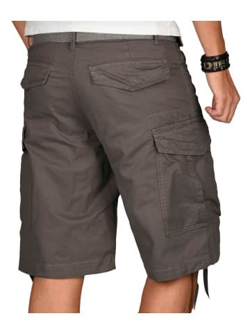 Alessandro Salvarini A. Salvarini Herren Designer Cargo Shorts Cargoshorts kurze Hose Gürtel AS133 in Grau