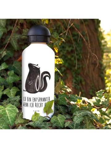 Mr. & Mrs. Panda Wasserflasche Stinktier Sitzen mit Spruch in Weiß