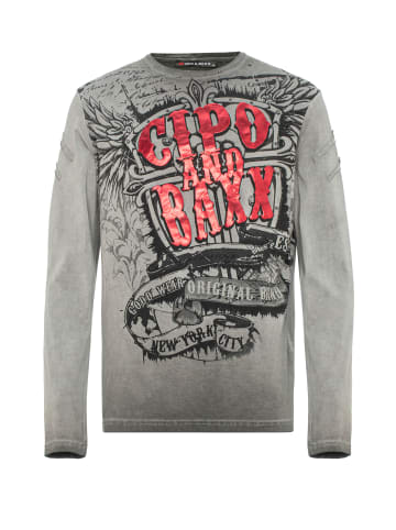 Cipo & Baxx Langarmshirt in Grau