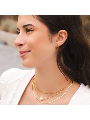 Adeliás Damen Ohrringe – Klappcreole aus Edelstahl in gold