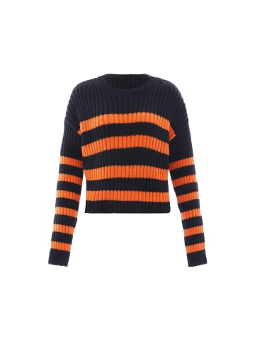 myMo Damen Strickpullover in SCHWARZ ORANGE