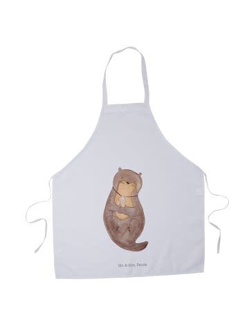 Mr. & Mrs. Panda Schürze Otter Muschel ohne Spruch in Weiß