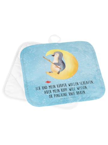 Mr. & Mrs. Panda Topflappen Pinguin Mond mit Spruch in Eisblau