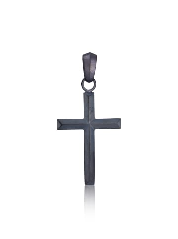 KUZZOI Anhänger 925 Sterling Silber Kreuz in Schwarz