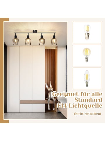 ZMH Deckenleuchte in schwarz 4-flammige E14 Schwenkbar Vintage Deckenspot