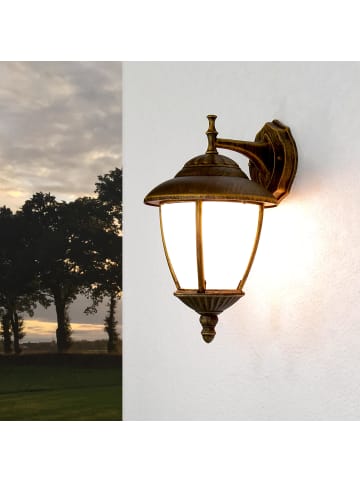 Licht-Erlebnisse Außen Wandlampe in Gold Antik