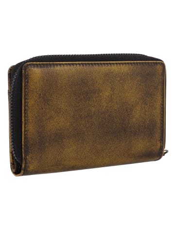 Greenburry Destressed Geldbörse RFID Schutz Leder 13.5 cm dirty yellow