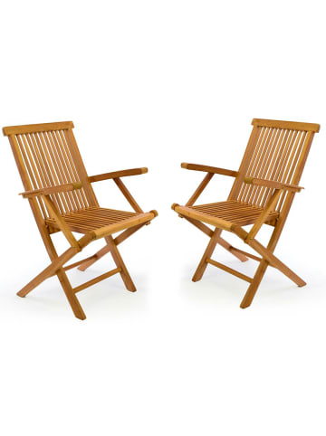 VCM  2er Gartenstuhl Hochlehner Klappstuhl Holz Teak in Braun