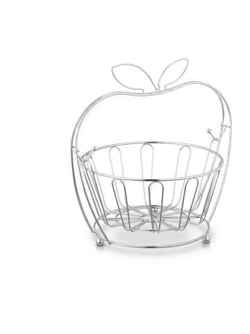 relaxdays Obstschale in Silber - (B)28 x (H)28,5 x (T)23 cm