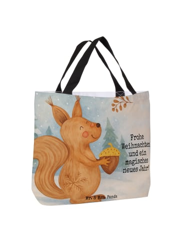 Mr. & Mrs. Panda Tasche Eichhörnchen Weihnachten Design mit Spruch in Weiß