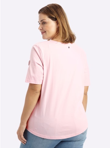 sheego T-Shirt in hellrosé-weiß-geringelt