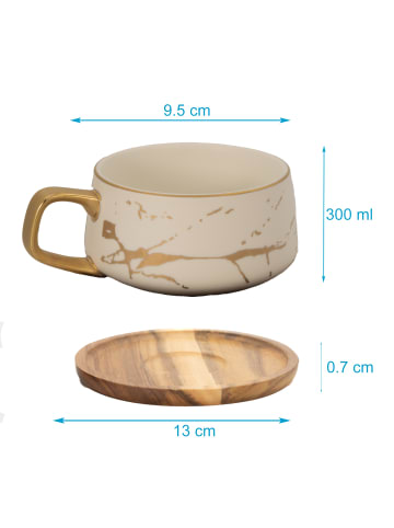 Intirilife Tasse aus Keramik im Marmor Design in Weiß