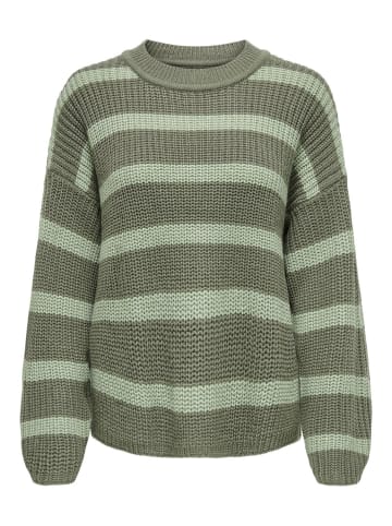 JACQUELINE de YONG Gestreifter Strick Pullover Rundhals JDYJUSTY in Grün-2