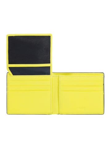 DuDu Up! Geldbörse RFID Schutz Leder 10.5 cm in black-bright yellow