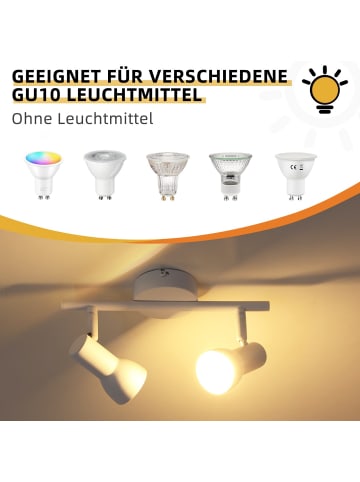 ZMH Deckenleuchte in Weiß 2-flammige GU10 Modern Metall Flurlampe
