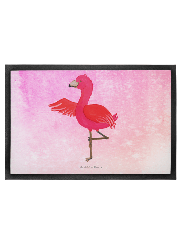 Mr. & Mrs. Panda Fußmatte Flamingo Yoga ohne Spruch in Aquarell Pink