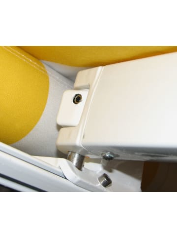 MCW Elektrische Kassetten-Markise H123 mit Volant, Polyester Gelb/Weiß
