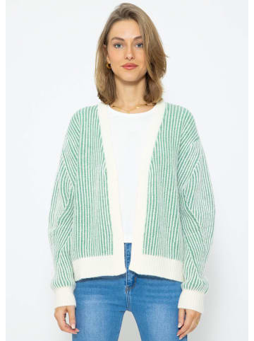 SASSYCLASSY Oversize Strick-Cardigan in Weiß, Hellgrün