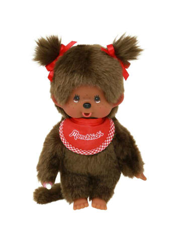 Monchhichi Mädchen Color | 20 cm | Monchhichi Puppe | mit original rotem Lätzchen