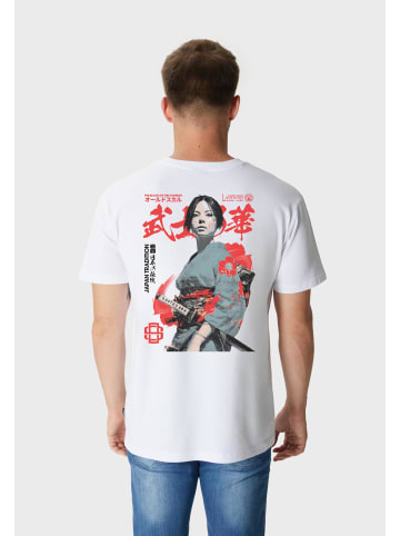 OLDSKULL T-Shirt Asian Blossom Warrior Graphic in White