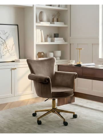 Beliani Bürostuhl VELENCIA in Braun/Gold - (W) 64 x (H) 85 x (L) 60 cm