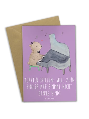 Mr. & Mrs. Panda Grußkarte Klavier Magie mit Spruch in Lavendeltraum