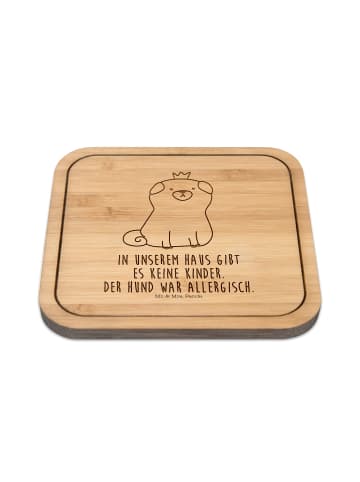 Mr. & Mrs. Panda Untersetzer Kork Mops Krone mit Spruch in Transparent