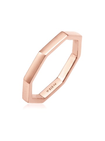 Elli Ring 925 Sterling Silber Geo, Pinky Ring in Rosegold