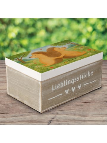 Mr. & Mrs. Panda truhe holz Igel händchenhaltend Design ohne Spruch in Weiß