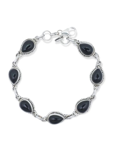 mantraroma 925er Silber - Armbänder (L) 20,5 cm mit Onyx