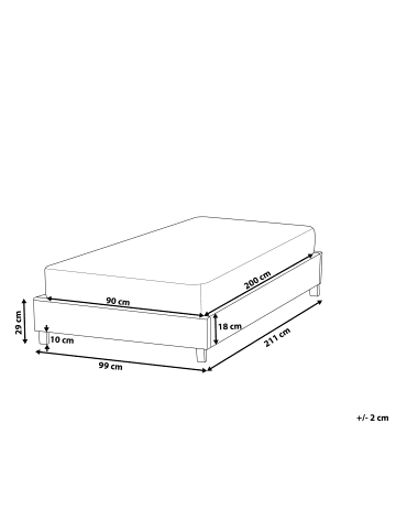 Beliani Einzelbett ROANNE in Grau/Braun - (W) 99 x (H) 29 x (L) 211 cm