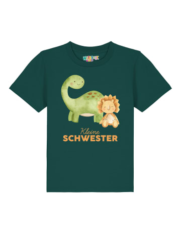 wat? Apparel T-Shirt Dinosaurier 06 Kleine Schwester in Dunkelgrün