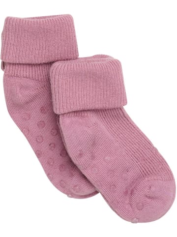 Minymo Kinder Socken "Baby rib sock w. ABS (2-pack)" in Lila