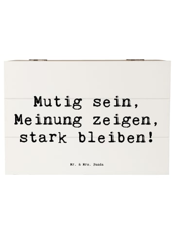 Mr. & Mrs. Panda Holzkiste mit Deckel Spruch Mutig zu seinen Mei... in Weiß